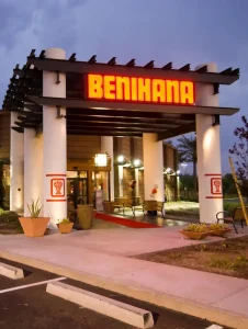 Chandler-1536x1028 Exterior of a Benihana restaurant with a glowing red sign that says 'Benihana.'